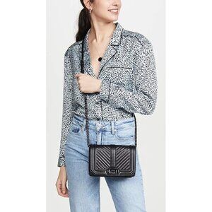 Rebecca Minkoff Black Women's Chevron Quilted Small Love Crossbody Handbag